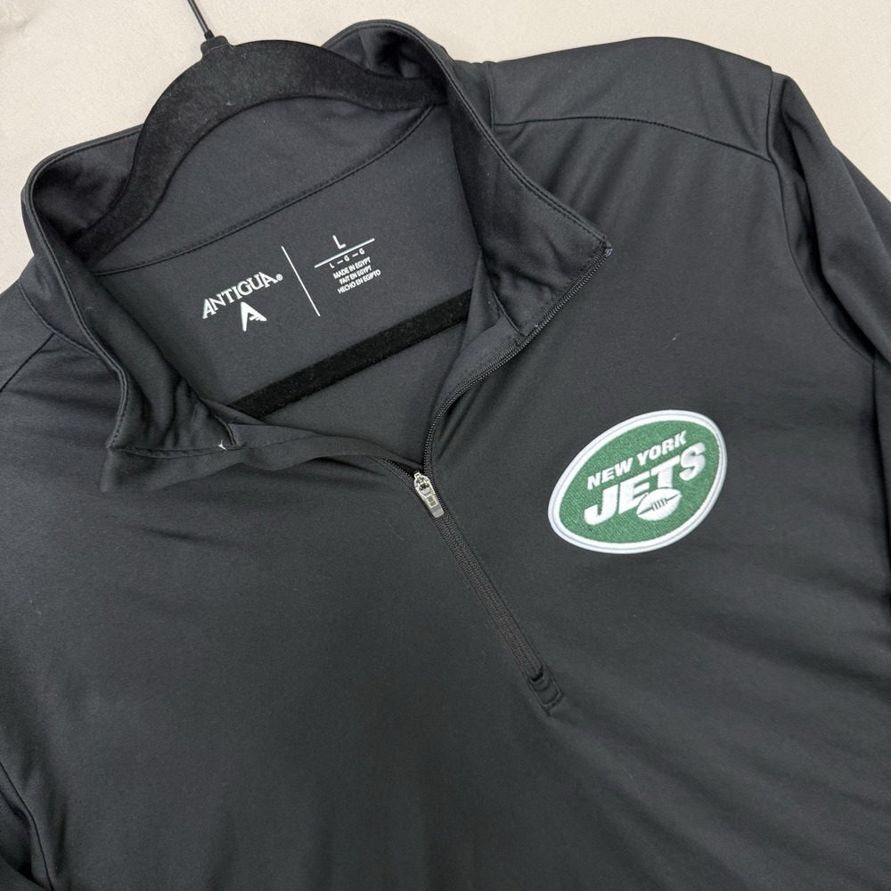 Antigua New York Jets 1/4 Zip Pullover Mens Large Black NFL Performance Shirt